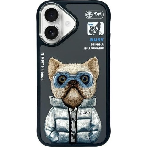 Image of Etui Nimmy Cool&Cute 2.0 Dog do iPhone 16, czarne z pieskiem