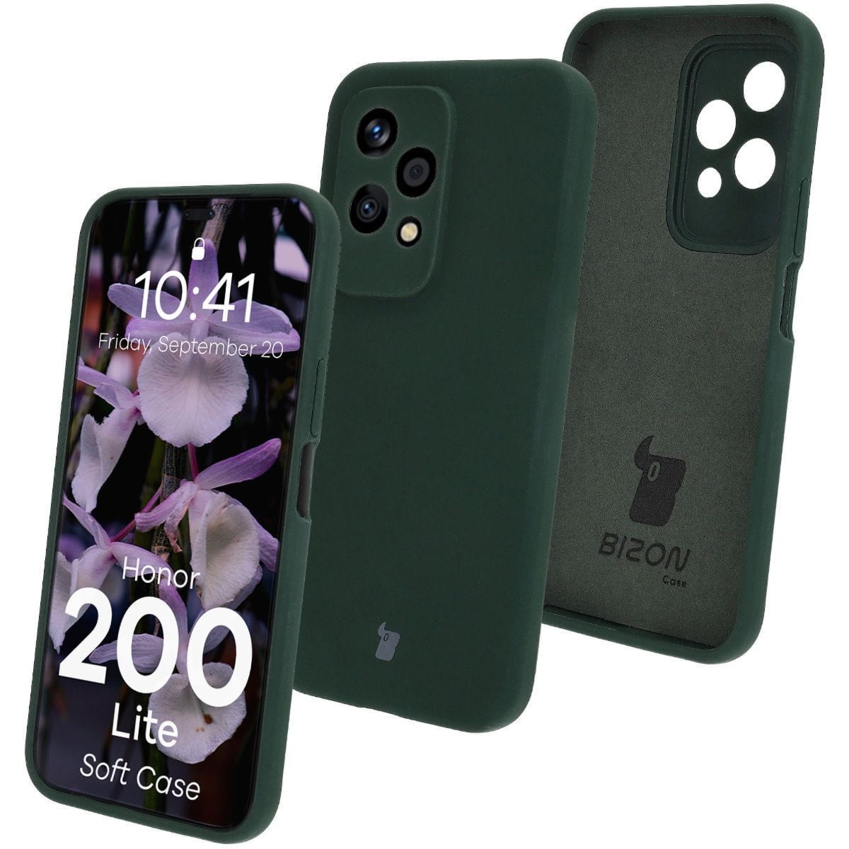 Silikonowe etui Bizon Soft Case do Honor 200 Lite, ciemnozielone