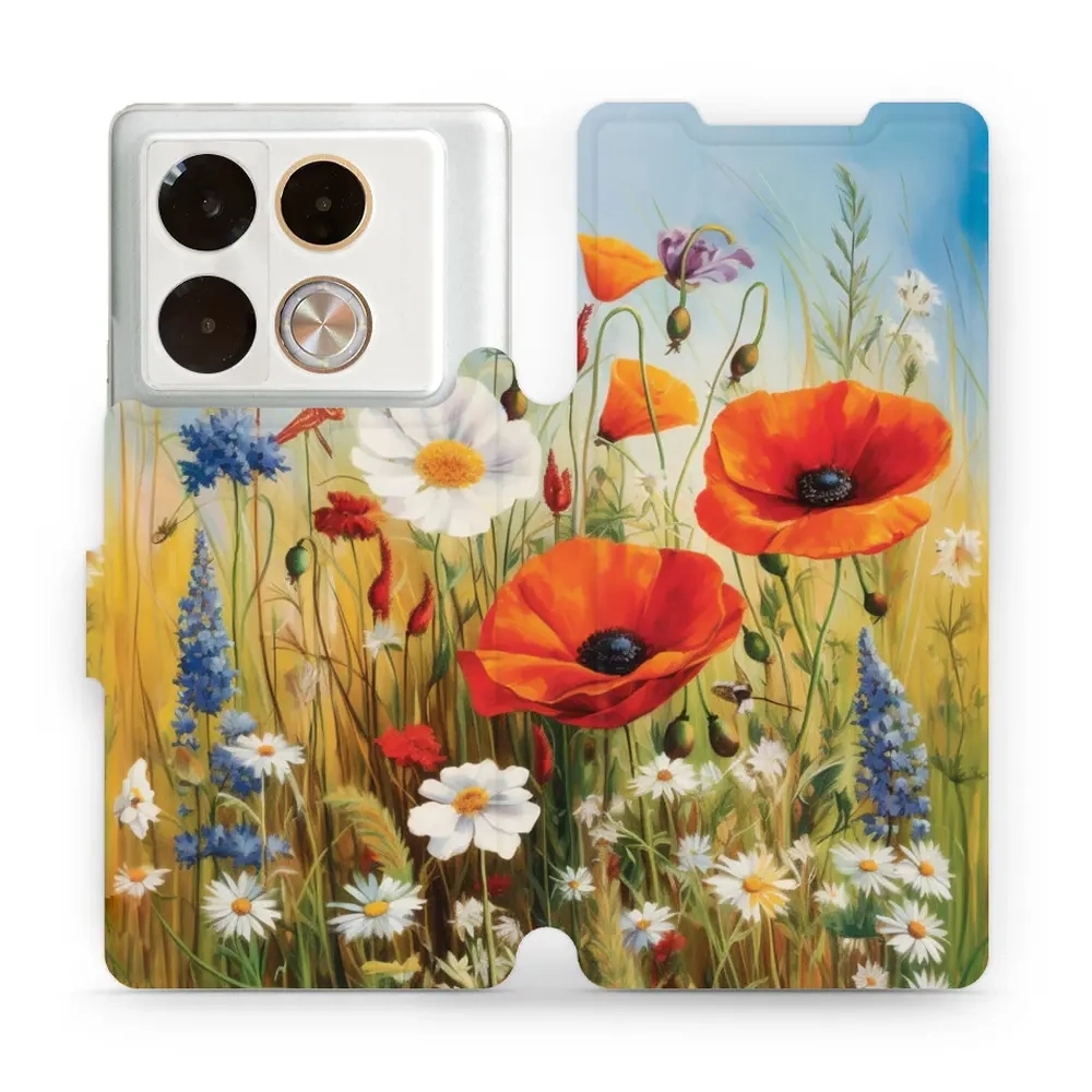 Image of Etui z klapką do Infinix Note 40 Pro, Mobiwear Book, łąkowe kwiaty