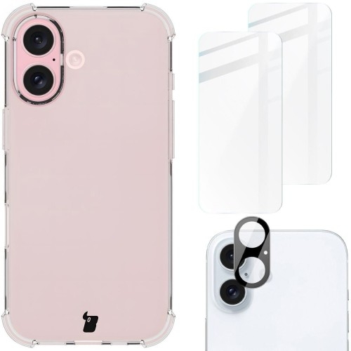 Image of Etui + 2x szkło hartowane + szkiełko na obiektyw Bizon Case Clear Pack do iPhone 16