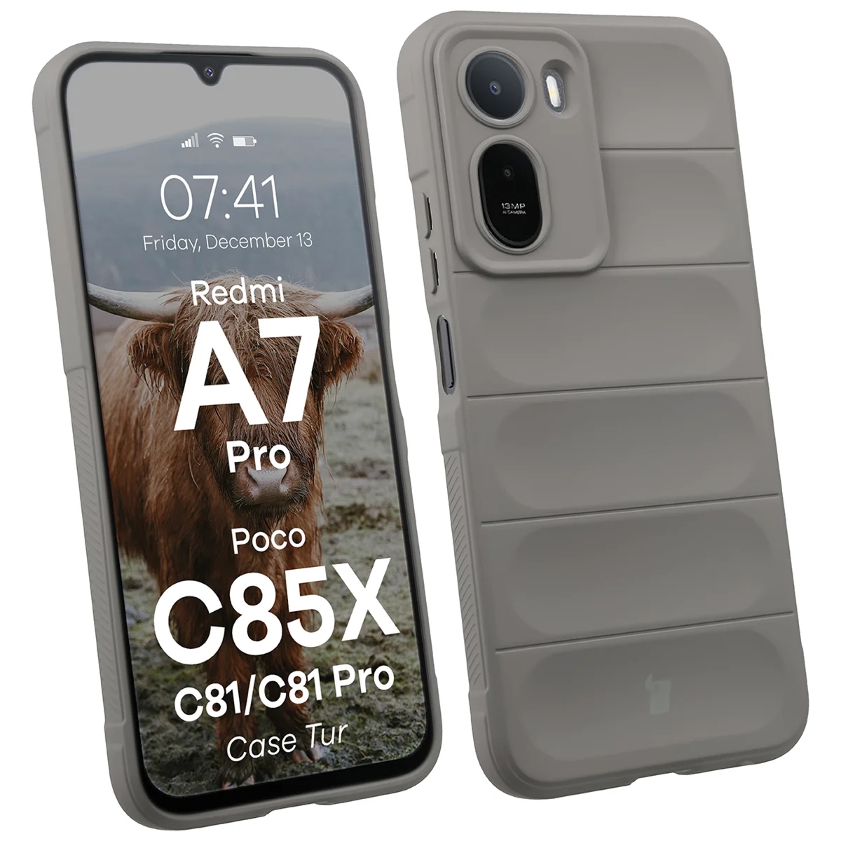 Pancerne etui Bizon Case Tur do Xiaomi Redmi A7 Pro / POCO C85X / C81 / C81 Pro, jasnoszare