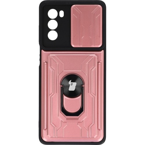 Image of Etui Bizon Case Camshield Card Slot Ring do Moto G62 5G, jasnoróżowe