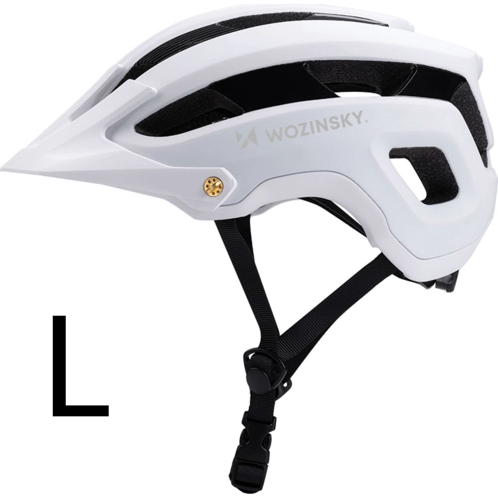 OUTLET: Kask rowerowy MTB Wozinsky HT-001V z dopinanym daszkiem 57-62 cm rozmiar L,  biało-czarny
