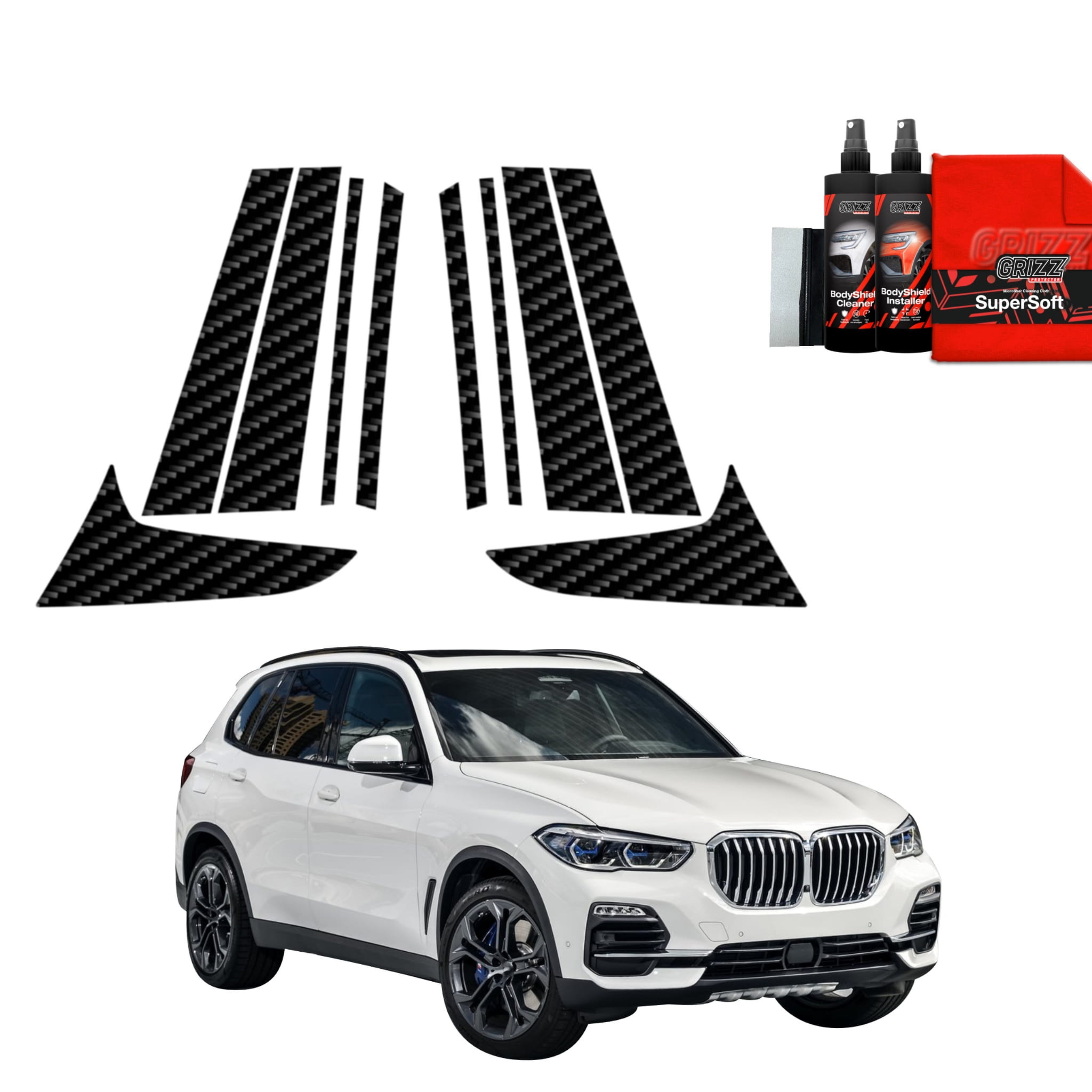10w1 Folia karbonowa Grizz Protector na słupki do BMW X5 (2018-2023)