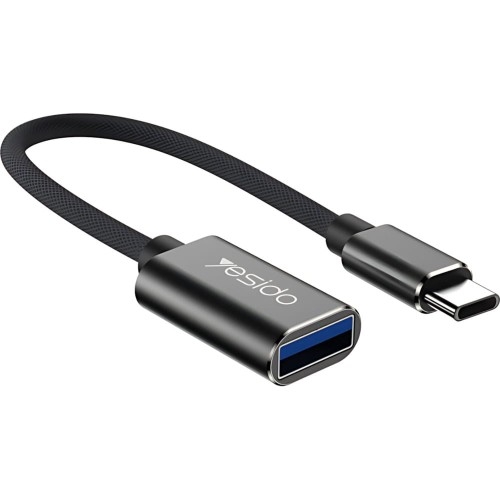 Image of Adapter / przejściówka Yesido OTG GS01 USB-A (żeński) do USB-C (męski) 10cm, czarny