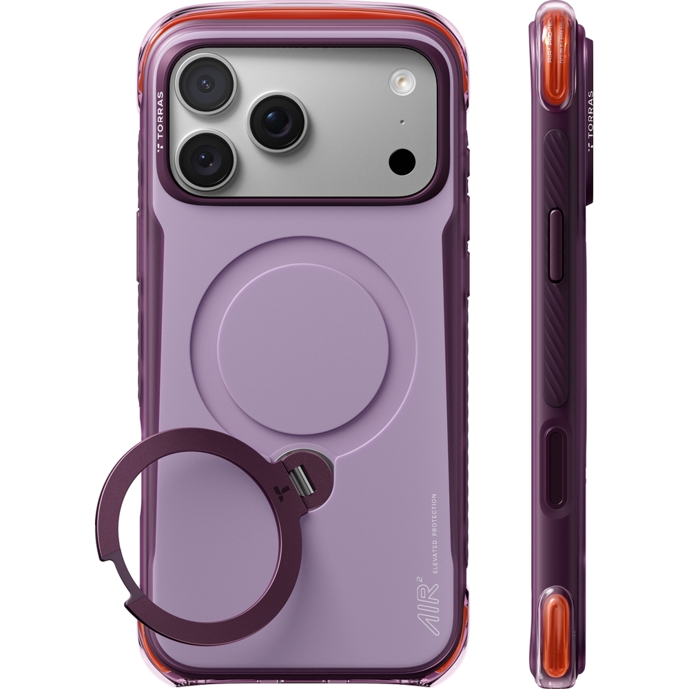 Etui z obrotową podstawką 360° Torras Ostand Q3 Air Pro do MagSafe do iPhone 18 Pro / 17 Pro, fioletowe