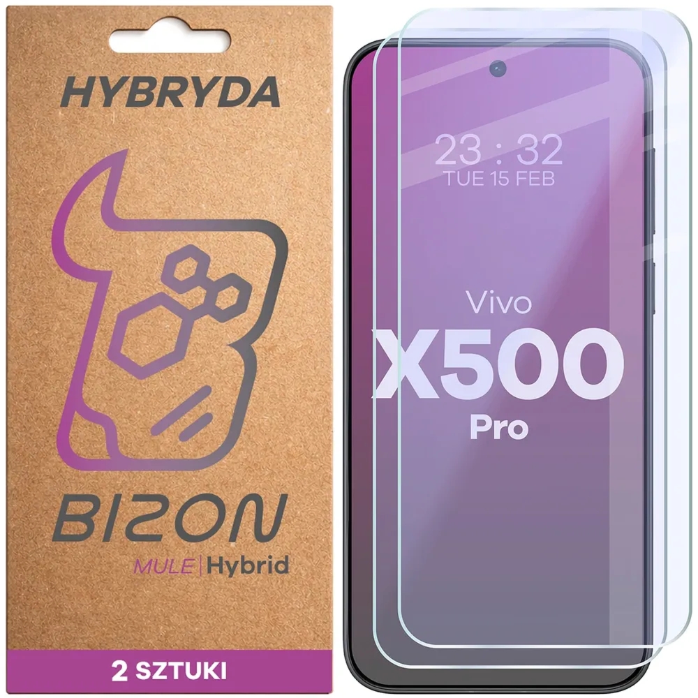 Elastyczne szkło hybrydowe Bizon Hybrid Mule Duo do Vivo X500 Pro, 2 sztuki