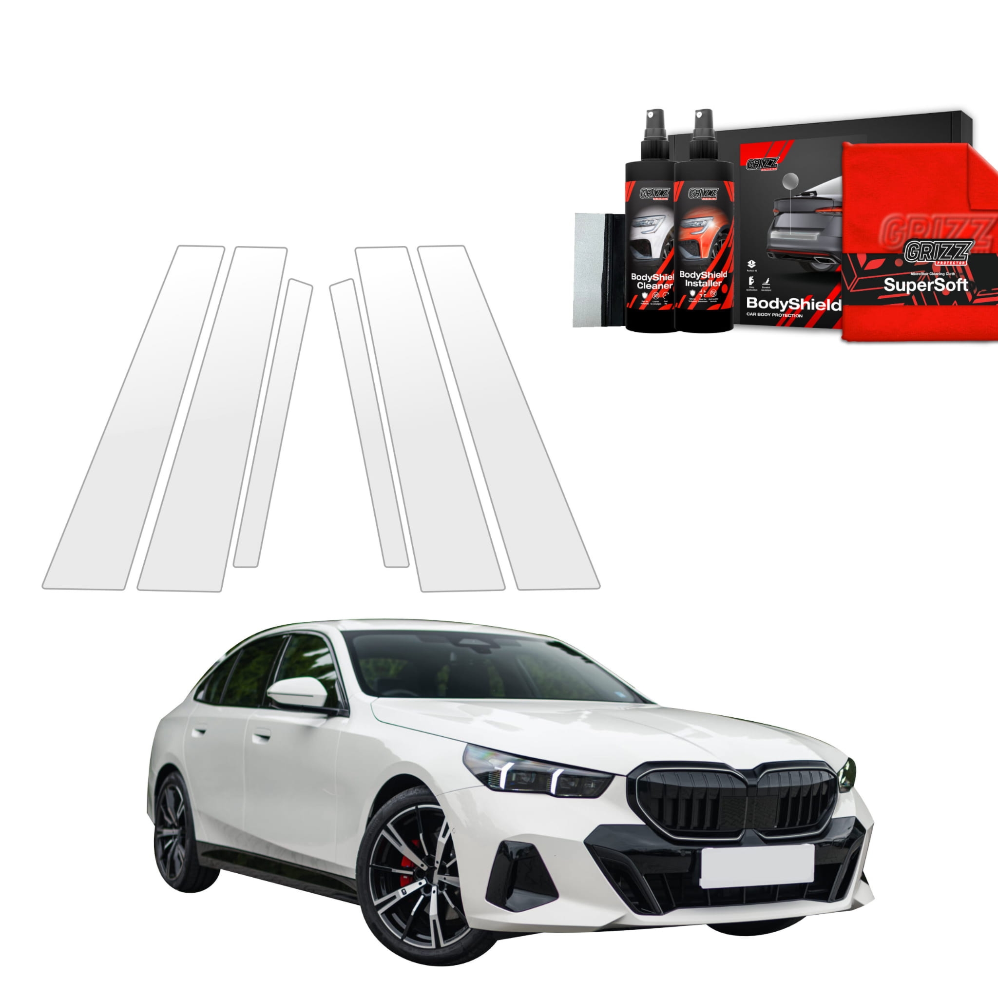6w1 Folia ochronna Grizz Protector na słupki do BMW 5 Kombi G60 520d (2024-2026)