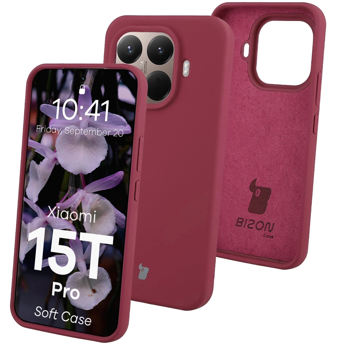Silikonowe etui Bizon Soft Case do Xiaomi 15T Pro, ciemnofioletowe