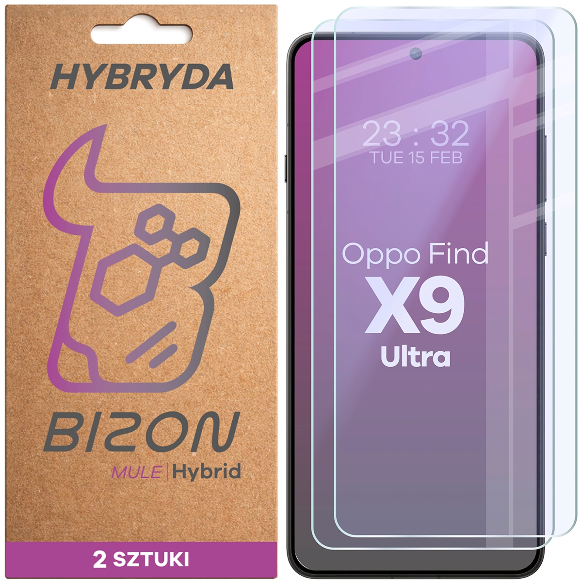 Elastyczne szkło hybrydowe Bizon Hybrid Mule Duo do Oppo Find X9 Ultra, 2 sztuki