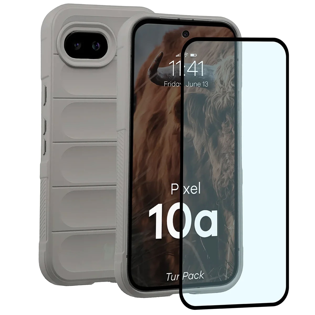 Pancerne etui + szkło hartowane Bizon Tur Pack do Google Pixel 10a, jasnoszare