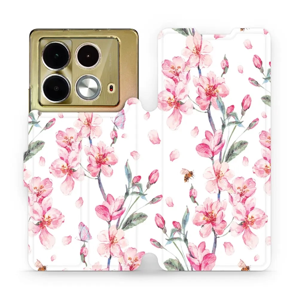 Etui z klapką do Infinix Note 40, Mobiwear Book, różowa wiosna