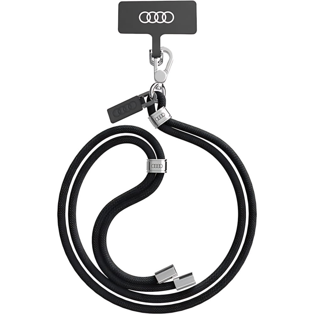 OUTLET: Uniwersalna, regulowana smycz na telefon Audi crossbody AU-CBL6-R8/D1-BK, 120cm, 6mm, czarna
