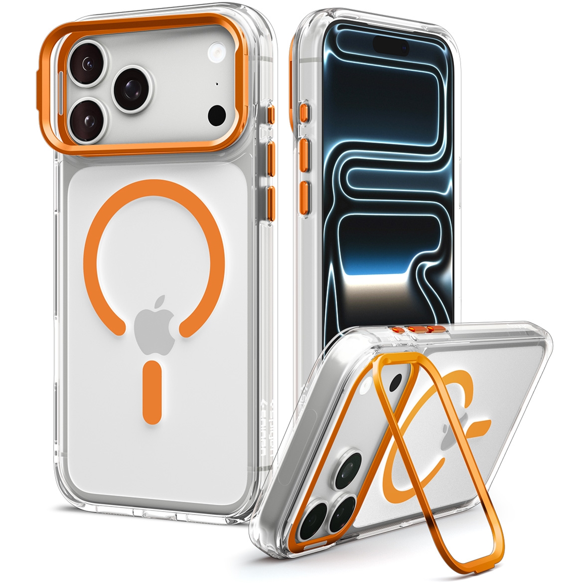 Etui Spigen Ultra Hybrid Optik S Mag do MagSafe do iPhone 18 Pro Max / 17 Pro Max, przezroczysto-pomarańczowe