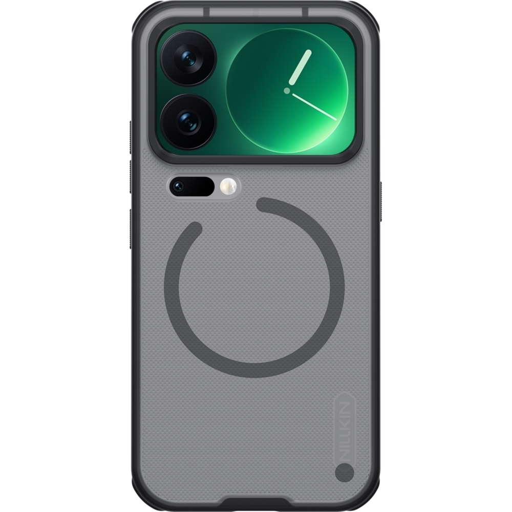 Etui Nillkin Frosted Shield Pro Magnetic do MagSafe do Xiaomi 18 Pro, przydymione z czarną ramką
