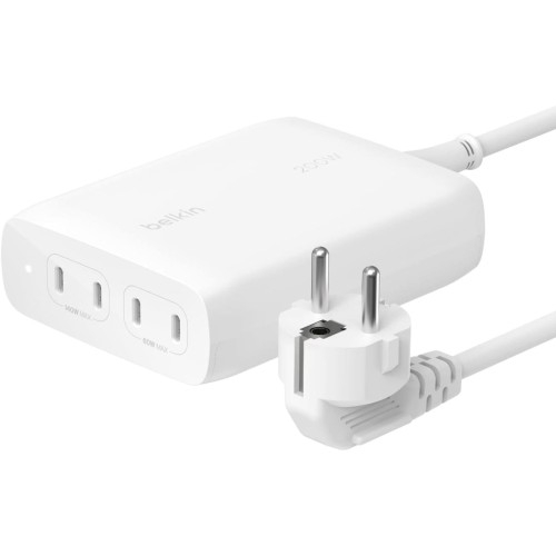 Image of Ładowarka sieciowa Belkin Boost Pro 4-Port USB-C GaN Charger 200W, 4x USB-C, biała