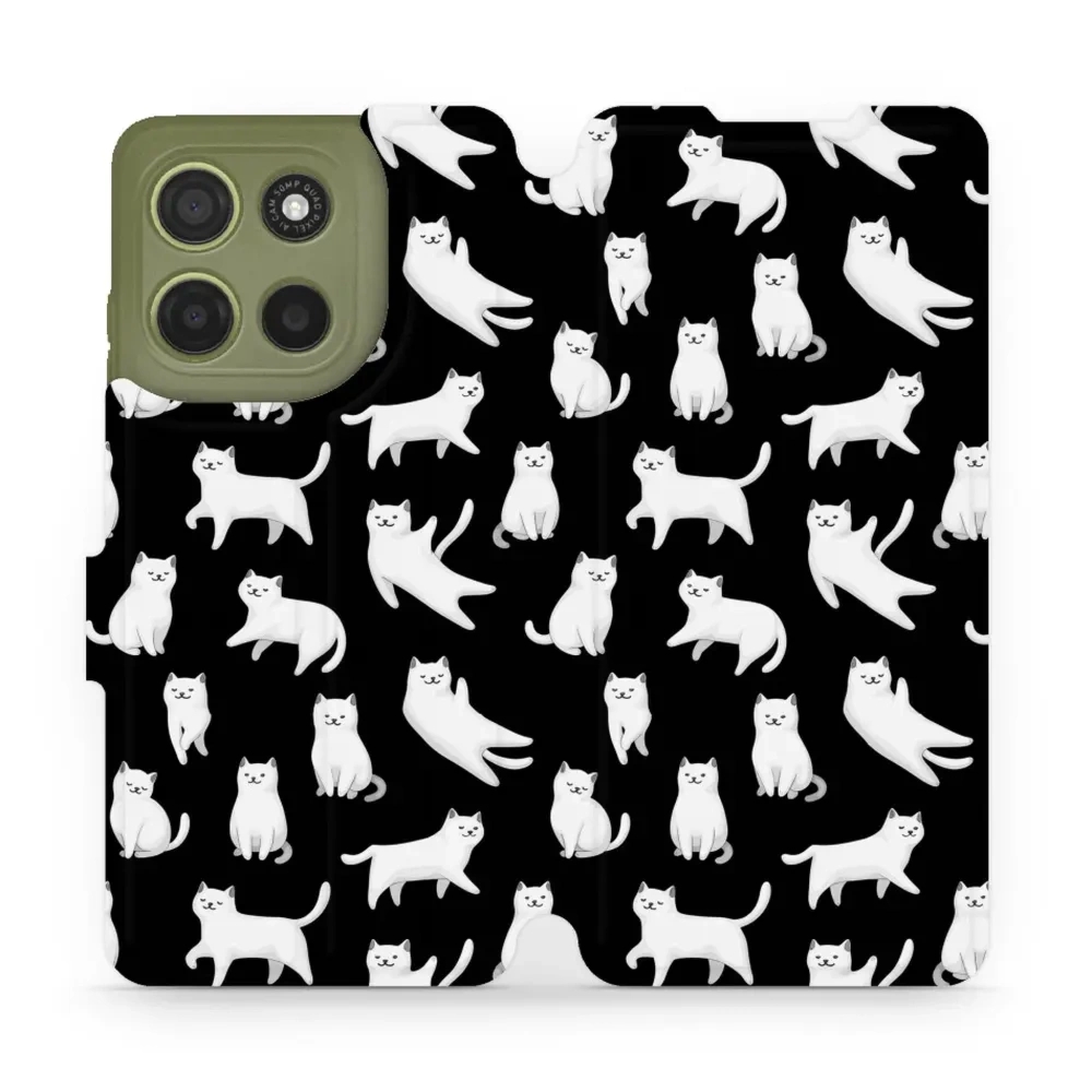Etui z klapką do Motorola Moto G15, Mobiwear Book, kotki luna