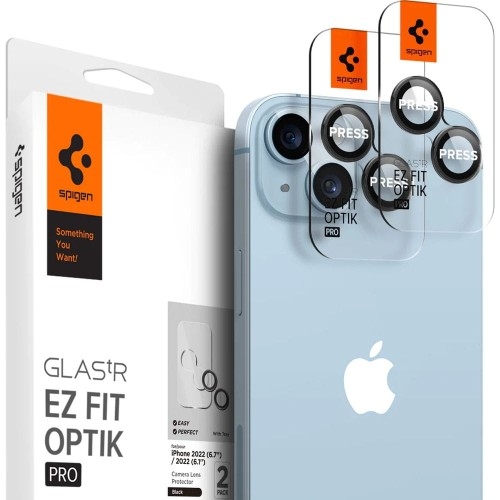 Image of Szkło na aparat Spigen Glas.tR Ez Fit Optik 2-Pack do iPhone 15 / 15 Plus / 14 / 14 Plus, czarne