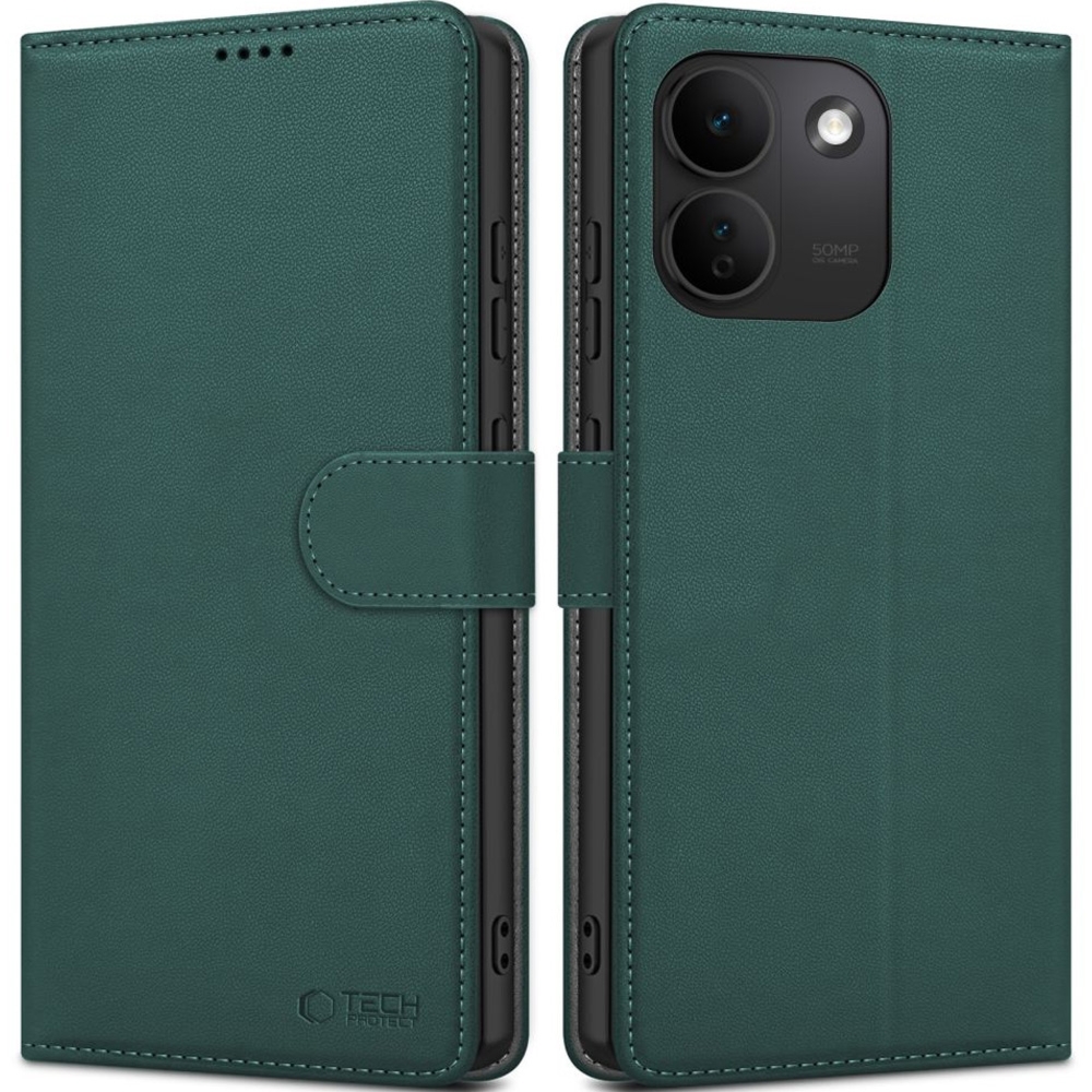 Etui z klapką Tech-Protect Wallet do Xiaomi Redmi Note 17 Pro Max 5G, ciemnozielone