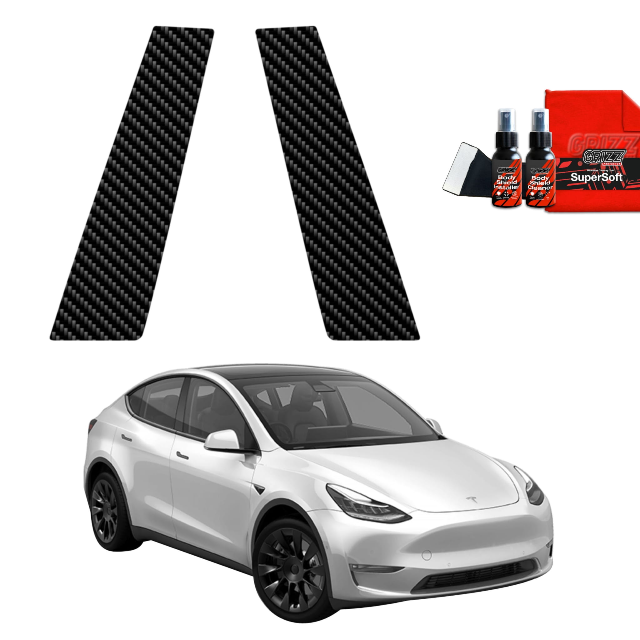 2w1 Folia karbonowa Grizz Protector na słupki do Tesla Model Y (2020-2024)