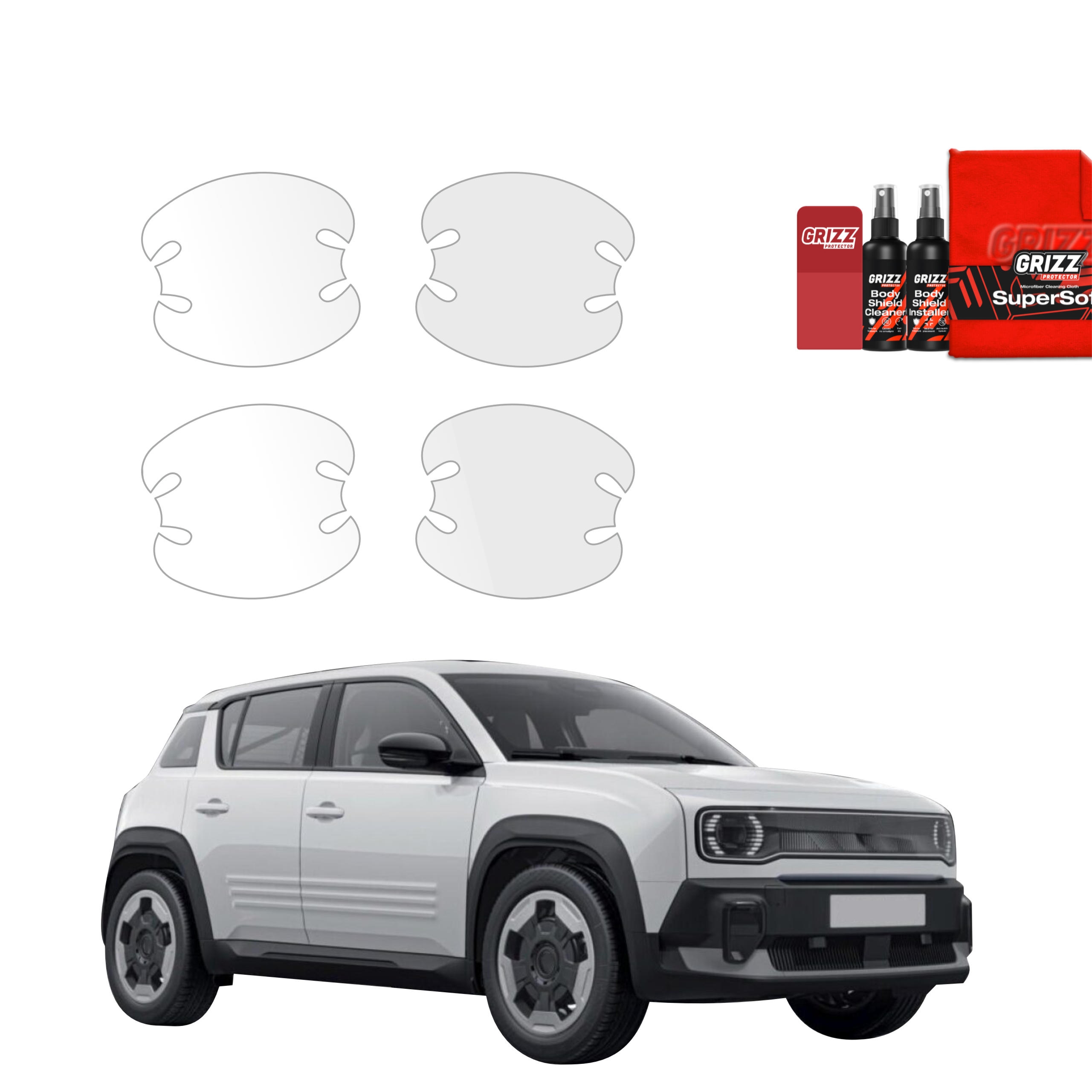 4w1 Bezbarwna folia ochronna Grizz Protector pod klamki Renault R4 (2025-2026)