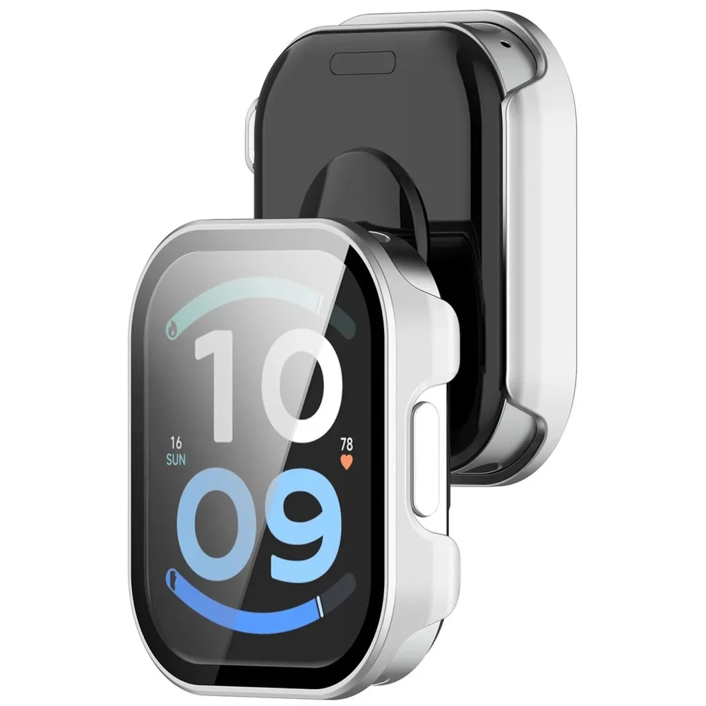 Etui ze szkłem do zegarka Bizon Case Watch Adamo do Xiaomi Redmi Watch 6 Active, satynowo srebrne