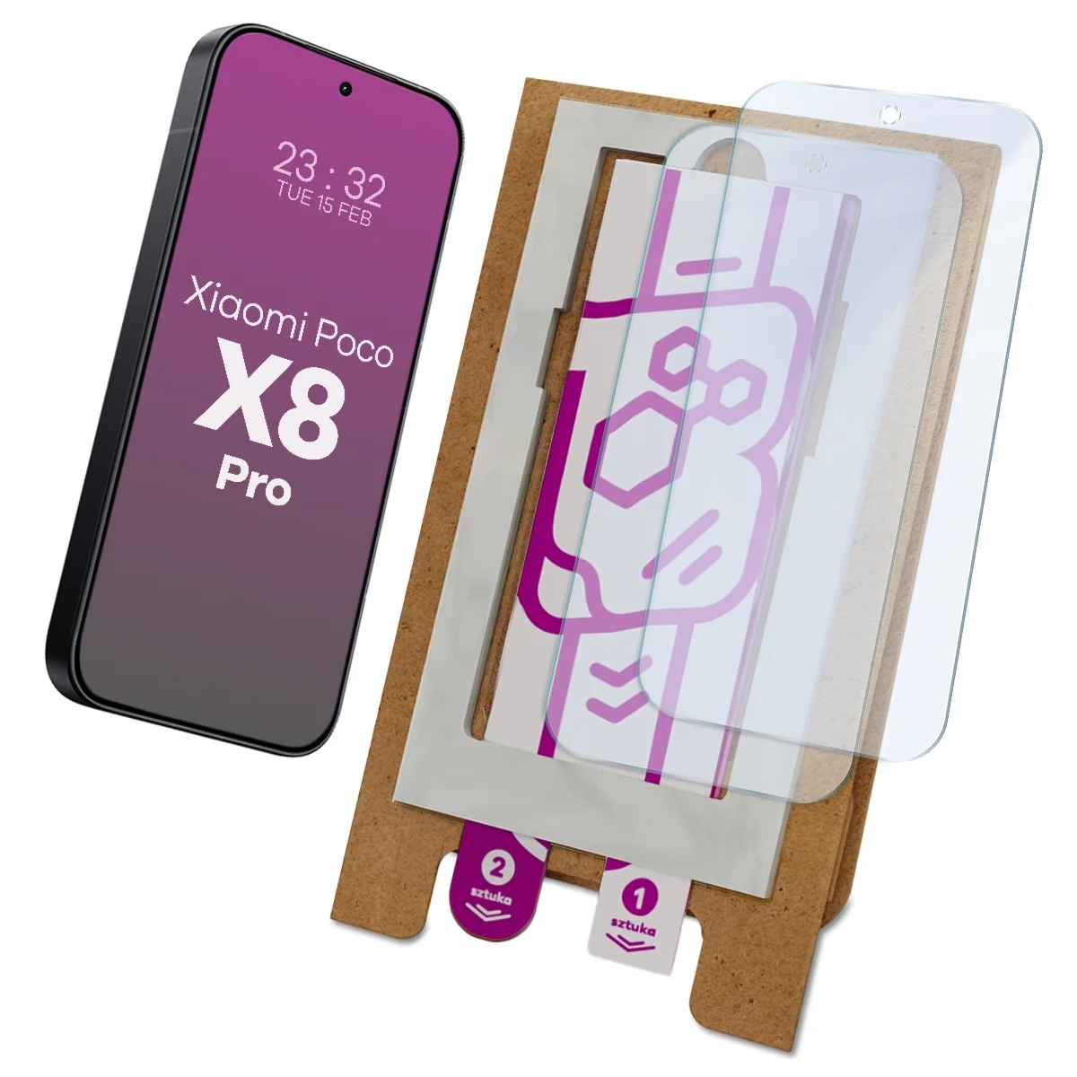 2x Szkło hybrydowe z eko aplikatorem Bizon Eplikator Hybrid Mule do Xiaomi POCO X8 Pro