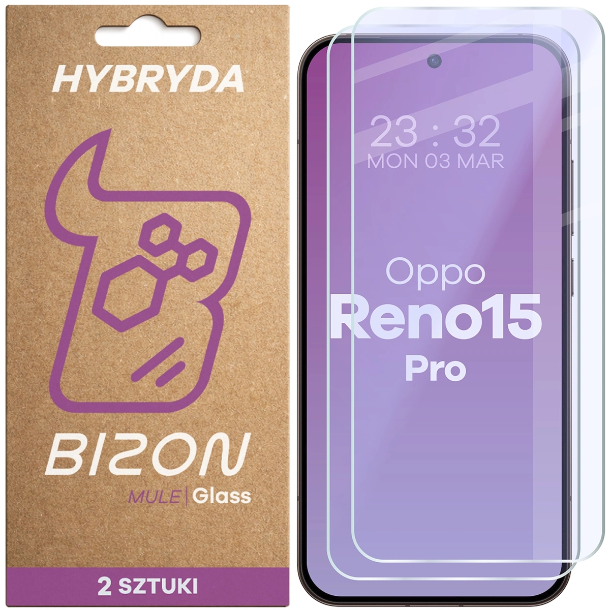 Elastyczne szkło hybrydowe Bizon Hybrid Mule Duo do Oppo Reno 15 Pro, 2 sztuki