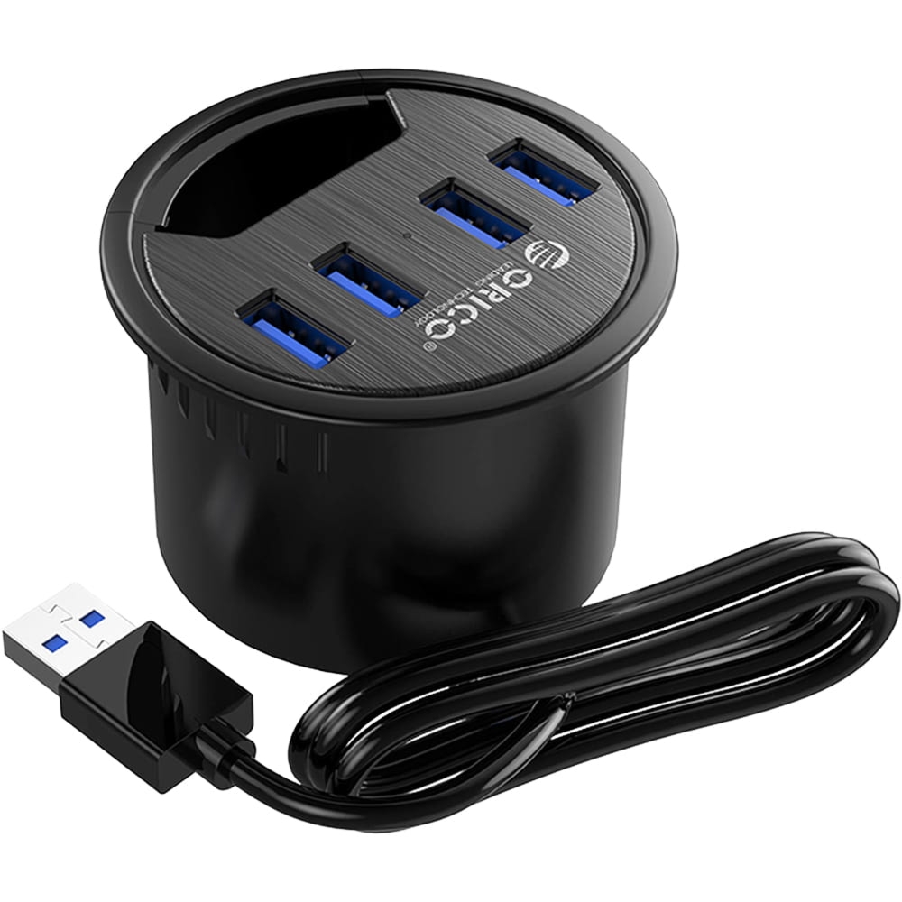 HUB, adapter do montażu w blacie Orico DESK-4U, 4x USB-A 3.1, czarne