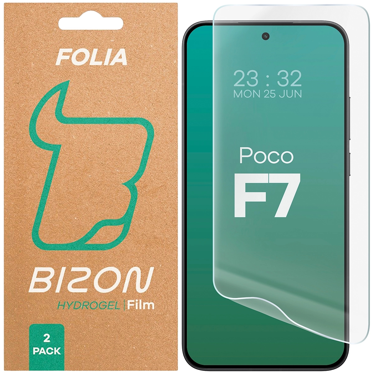 Image of Folia hydrożelowa na ekran Bizon Glass Hydrogel Front do Xiaomi POCO F7, 2 sztuki