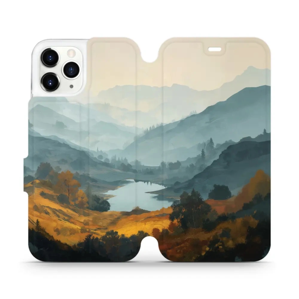 Etui z klapką do iPhone 11 Pro, Mobiwear Book, jezioro w dolinie