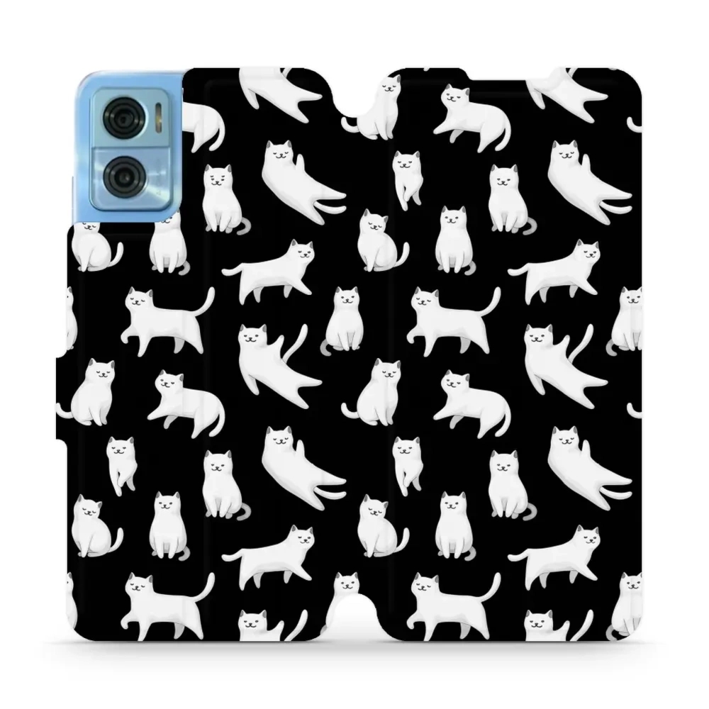 Etui z klapką do Motorola Moto E22, Mobiwear Book, kotki luna