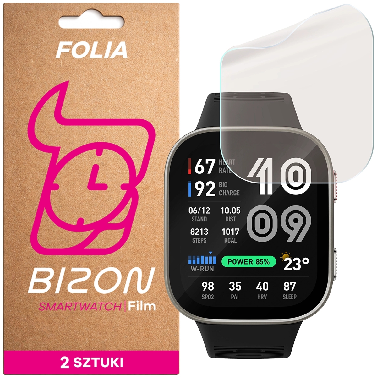 Folia matowa Bizon Watch Film Matte Duo do Amazfit Bip Max, 2 sztuki