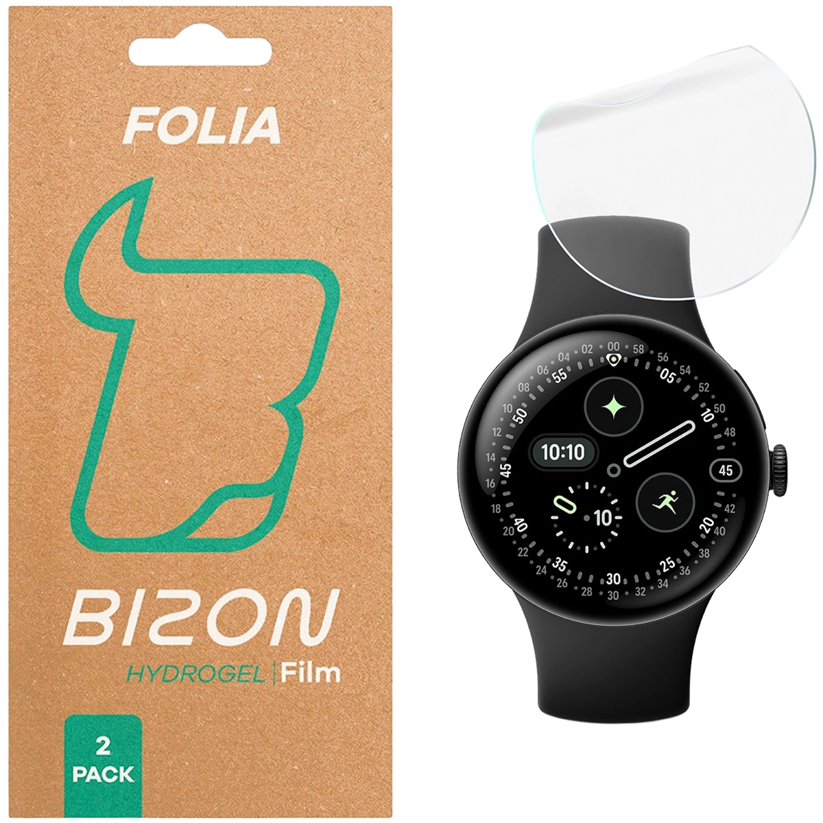 Folia hydrożelowa na ekran Bizon Watch Film Hydrogel Duo do Google Pixel Watch 4 41 mm, 2 sztuki
