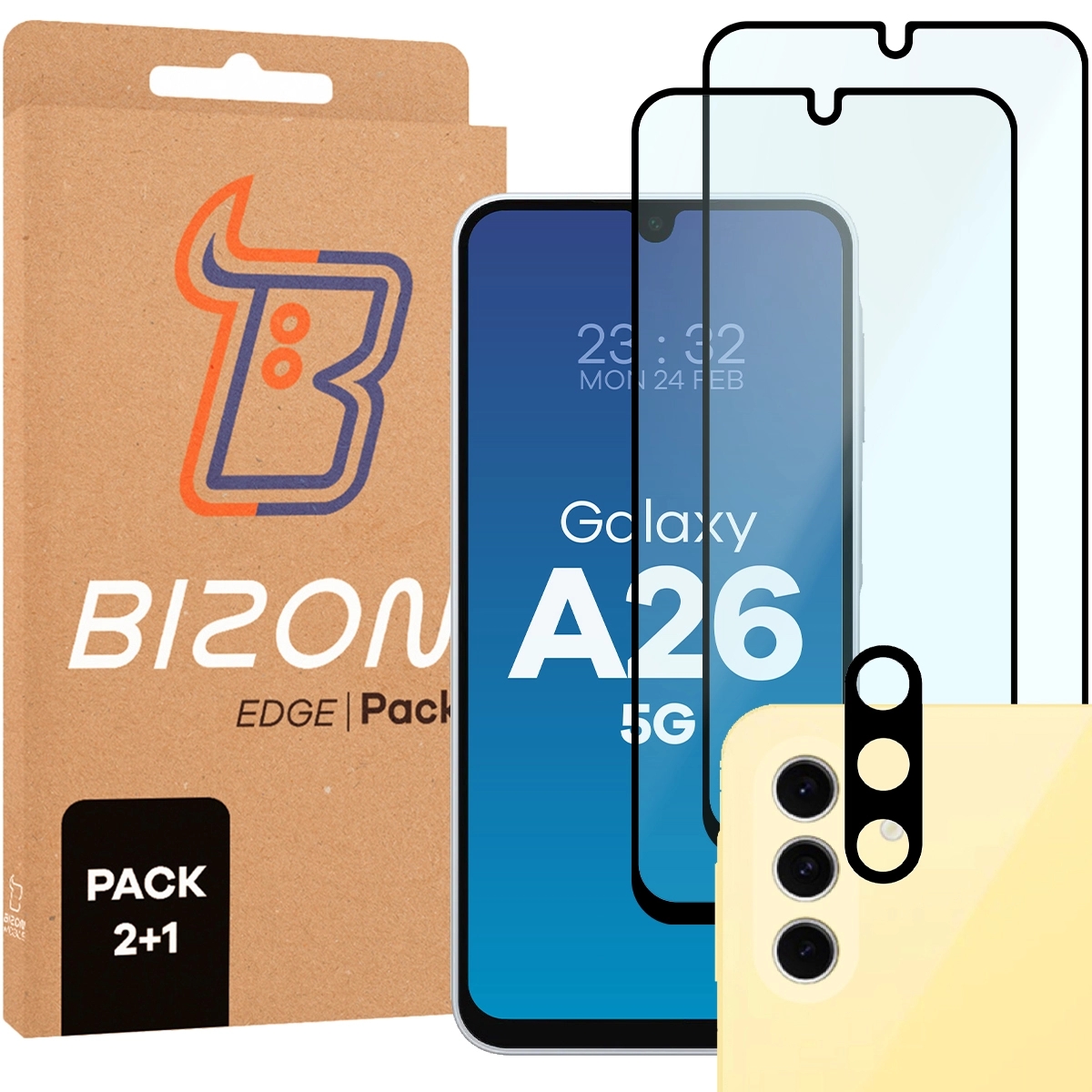 Image of 2x Szkło + szybka na aparat Bizon Edge 2 Pack do Galaxy A26 5G