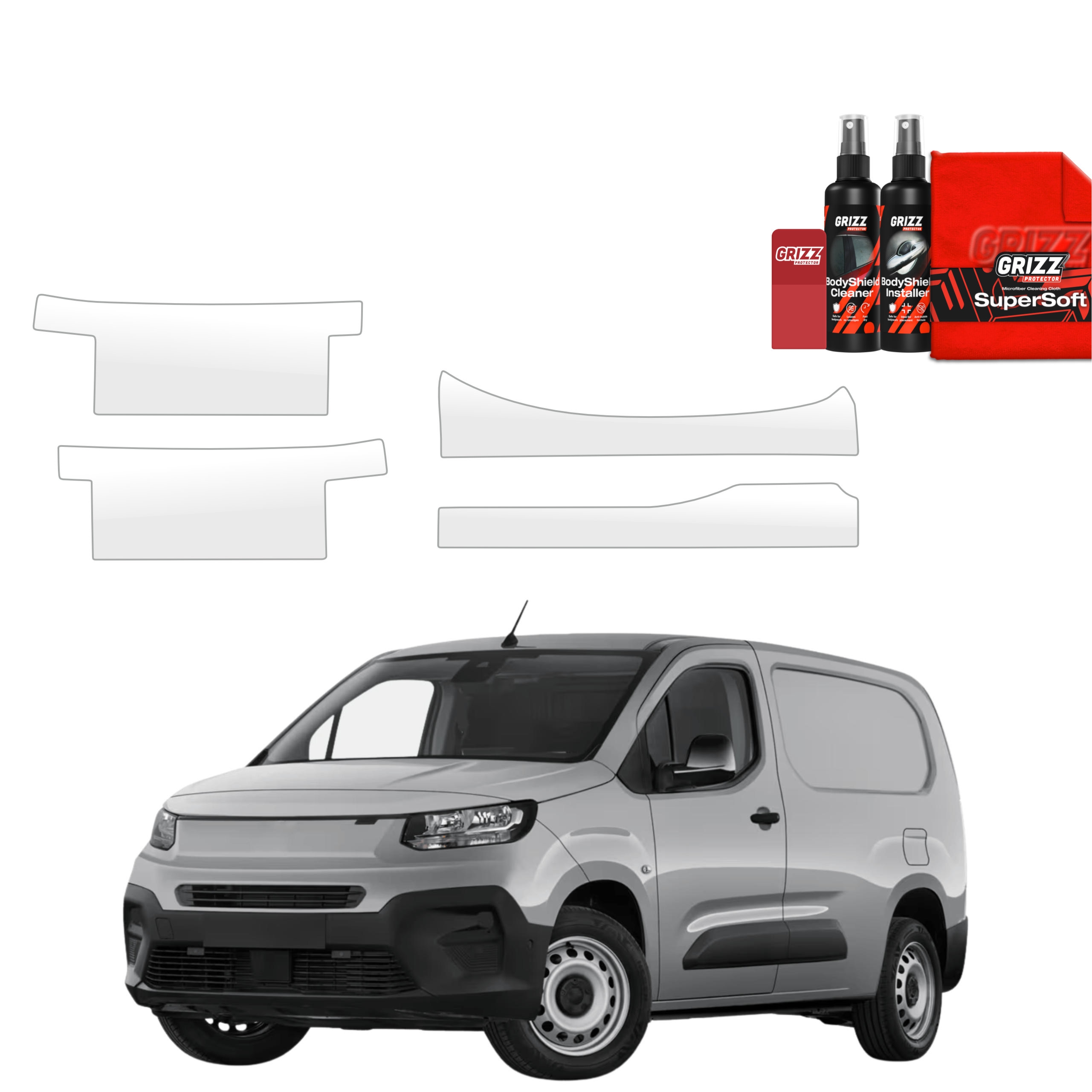 4w1 Bezbarwna folia ochronna Grizz Protector na progi Fiat Doblo Cargo (2018-2026)