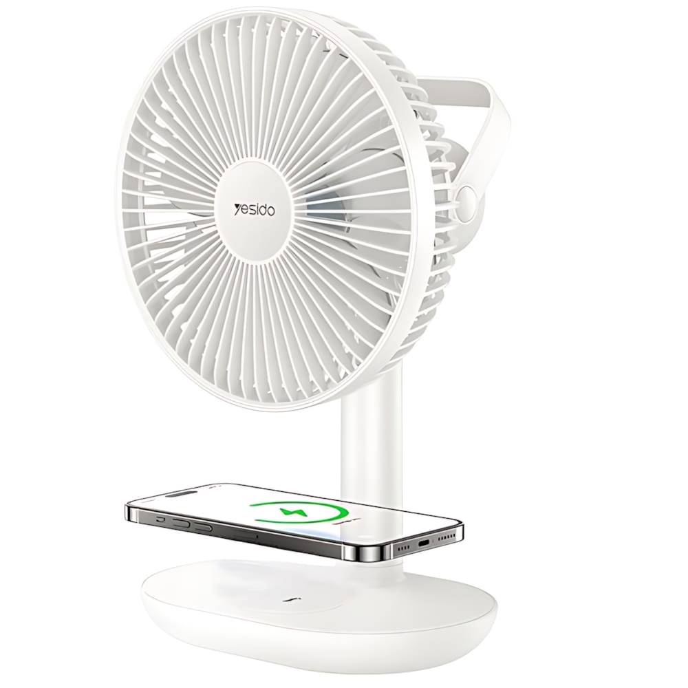 Wiatrak z ładowaniem na telefon Yesido Desktop Fan YF16, 3600mAh, 15W, biały