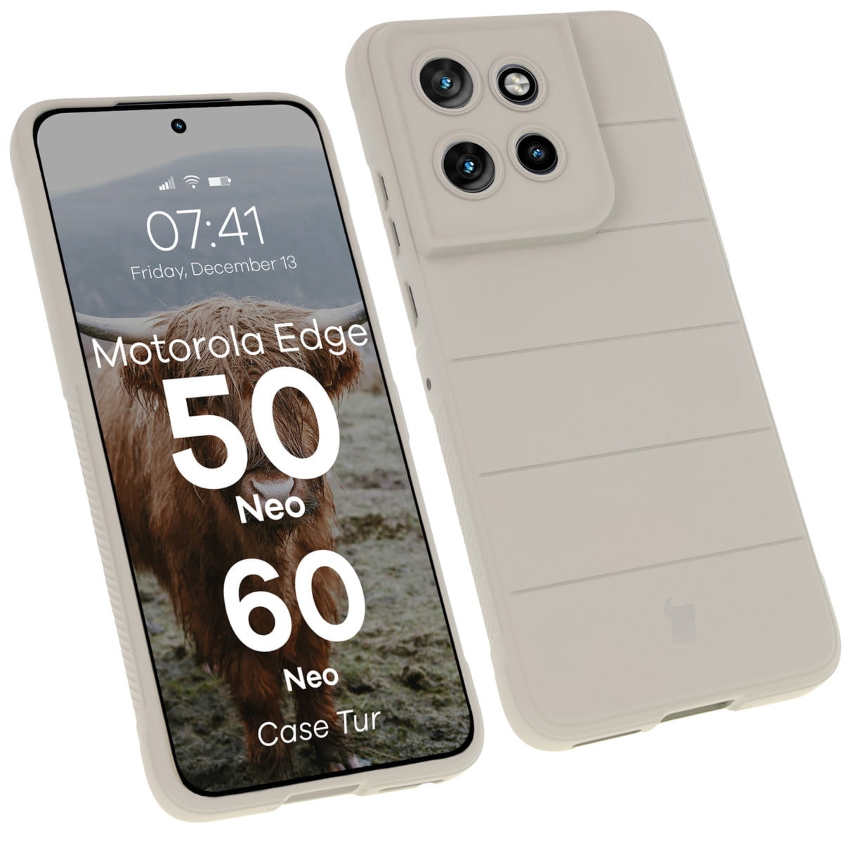 Pancerne etui Bizon Case Tur do Motorola Edge 50 Neo / 60 Neo, jasnoszare