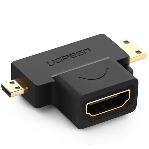 Image of Przejściówka / adapter Ugreen ze złącza HDMI Typ A (żeński) na mini HDMI (męski) / micro HDMI (męski), czarna