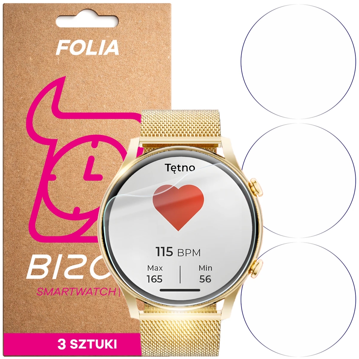 Folia ochronna na ekran zegarka Bizon Watch Film HydroFlex do WonderWatch Mi7 / Mi5 / Sx7 / Sx5 / Xi7, 3 sztuki