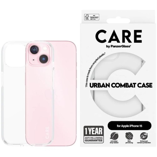 Image of Etui CARE by PanzerGlass Urban Combat Case do iPhone 15, przezroczyste