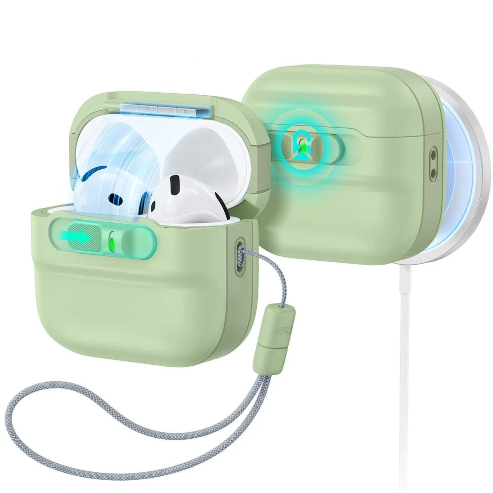 Etui ESR FlickLock Magnetic Case do MagSafe do Apple AirPods 4, Apple AirPods 5, zielone