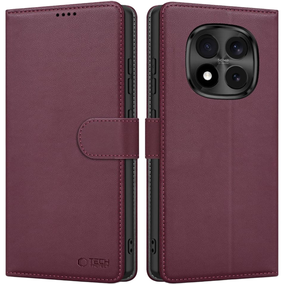 Etui z klapką Tech-Protect Wallet do Xiaomi Redmi Note 15 Pro 5G, bordowe