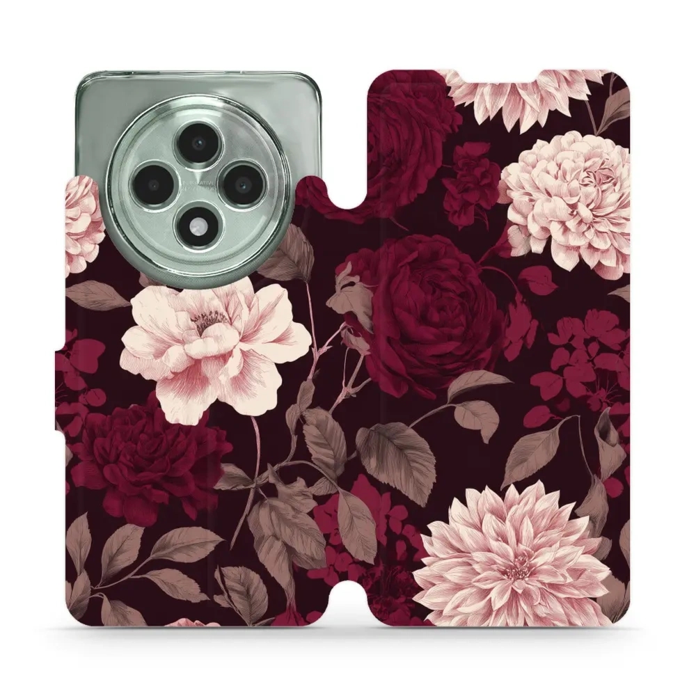 Etui z klapką do OPPO Reno12 F, Mobiwear Book, wino i dalie