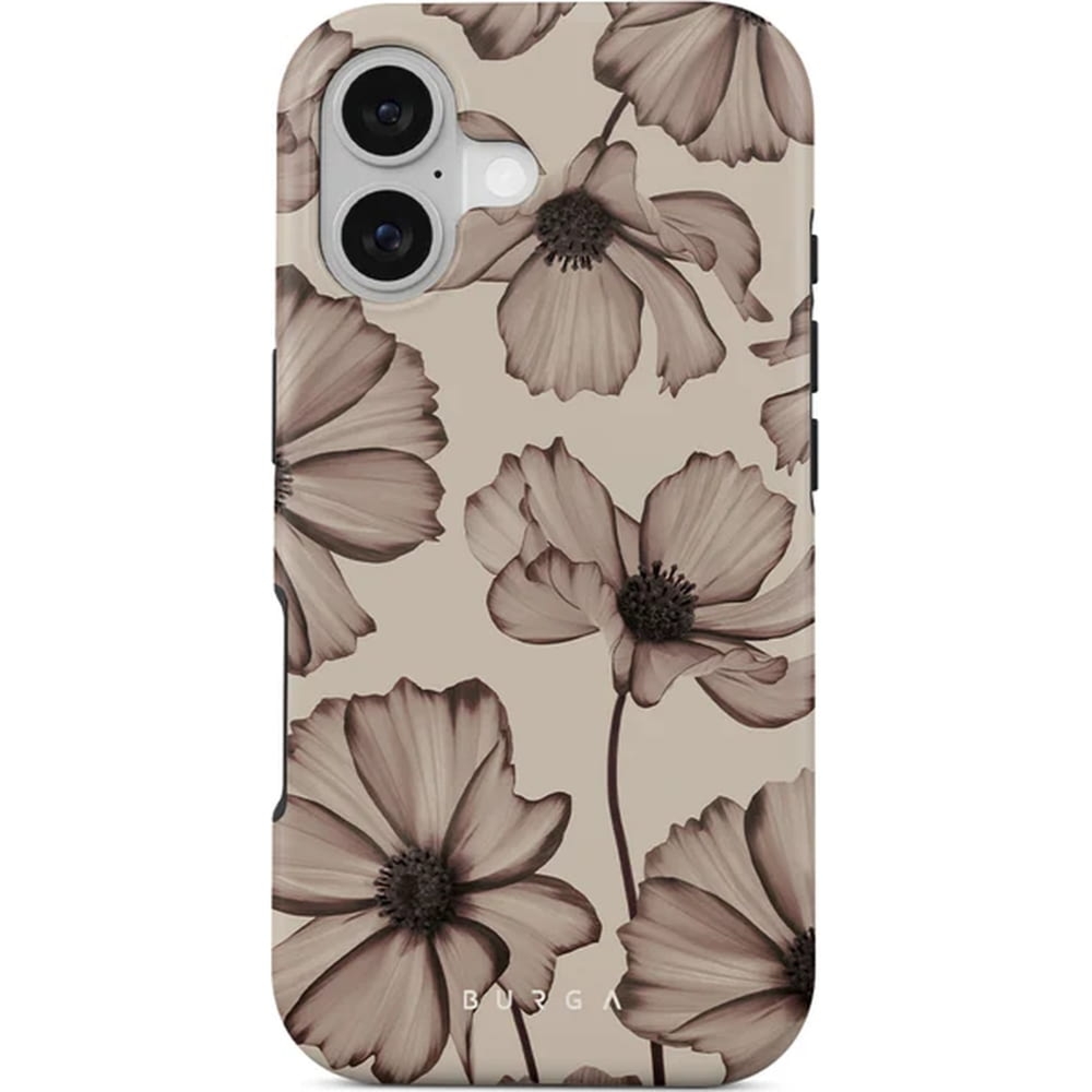 Etui Burga Barely Yours Tough Magnetic do iPhone 17, brązowe z kwiecistym wzorem