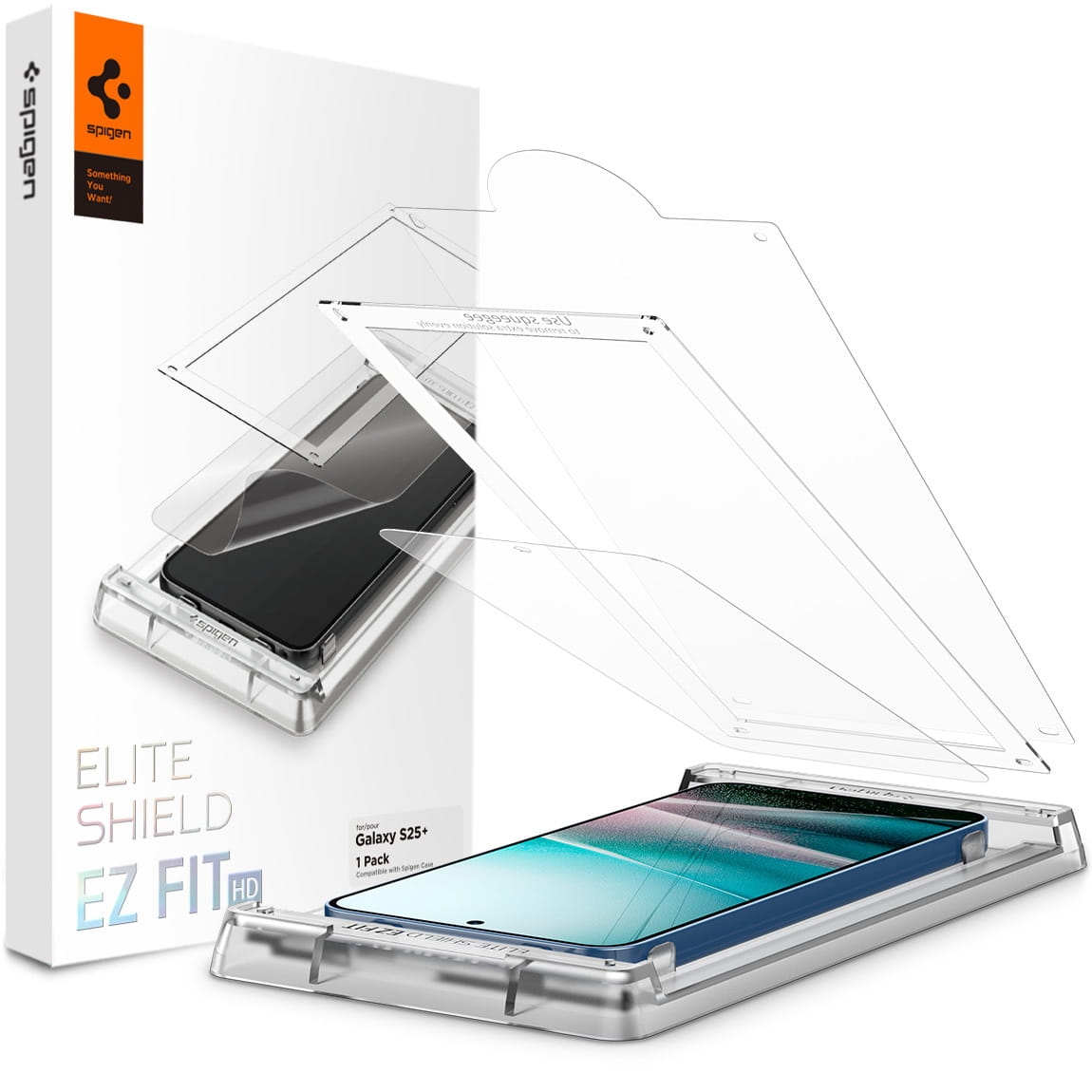 Image of Folia + Aplikator Spigen Elite Shield EZ Fit 1-Pack do Galaxy S25 Plus
