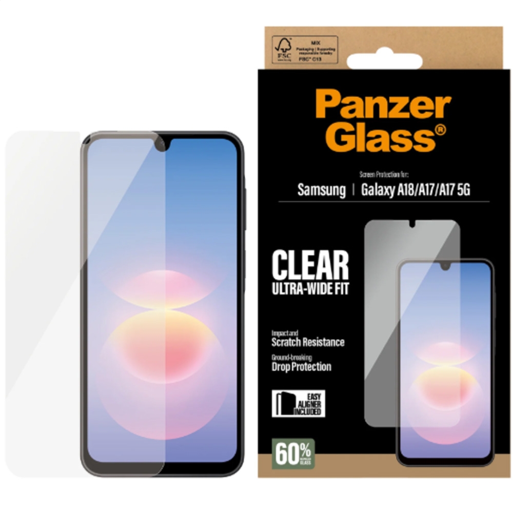 Szkło hartowane z aplikatorem PanzerGlass Ultra-Wide Fit do Galaxy A17 5G / 4G, Galaxy A18 5G, przezroczyste