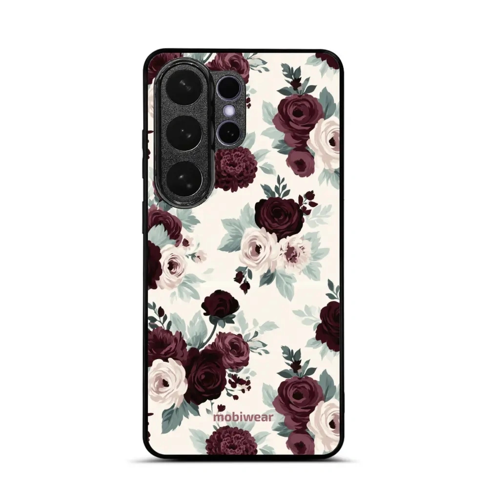 Etui ochronne do Galaxy S26 Ultra, Mobiwear Glossy Case, róże z szałwią na kremie
