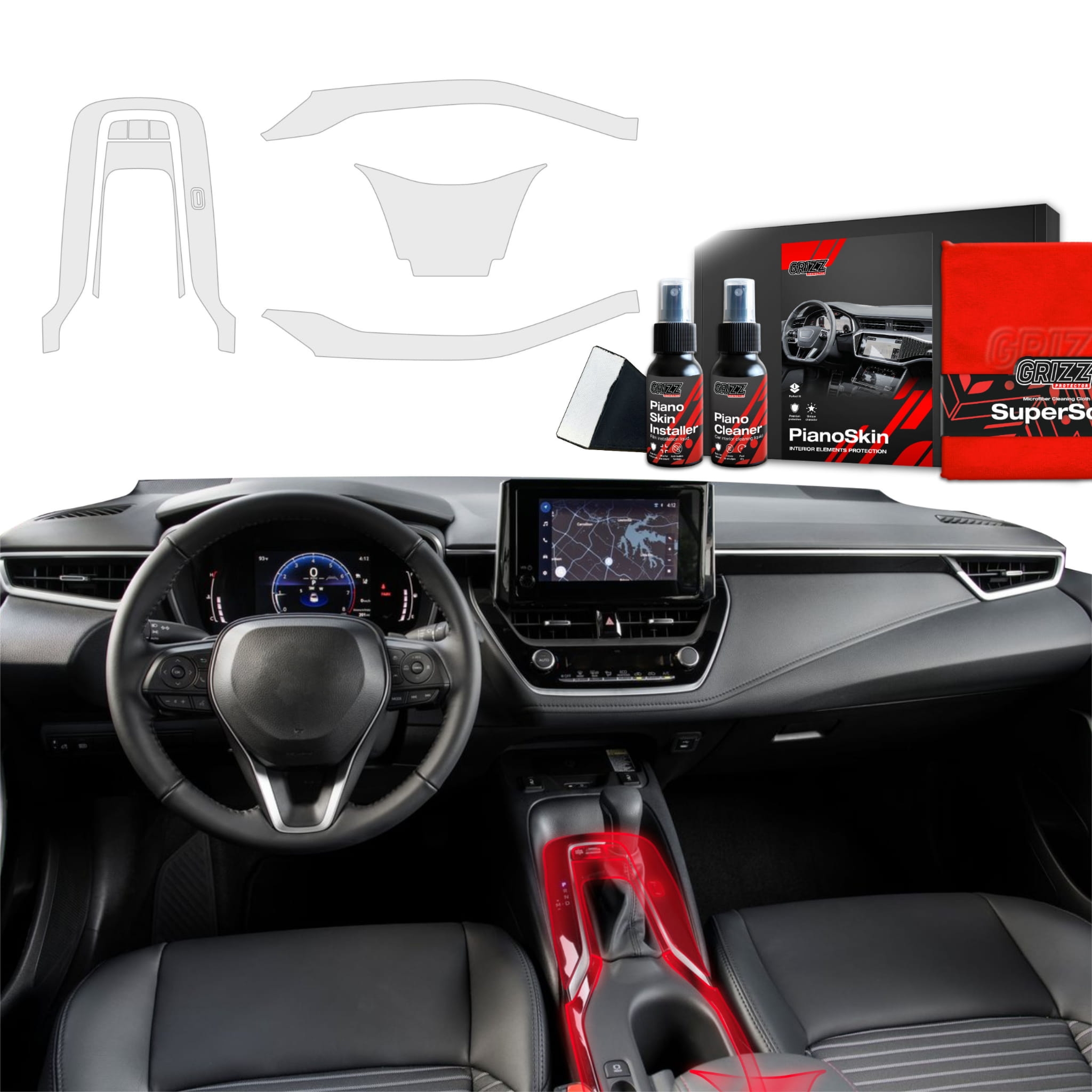 4w1 Folia ochronna Grizz Protector do wnętrza Toyota Corolla DSG (2019-2026) Antyodciskowa PianoSkin