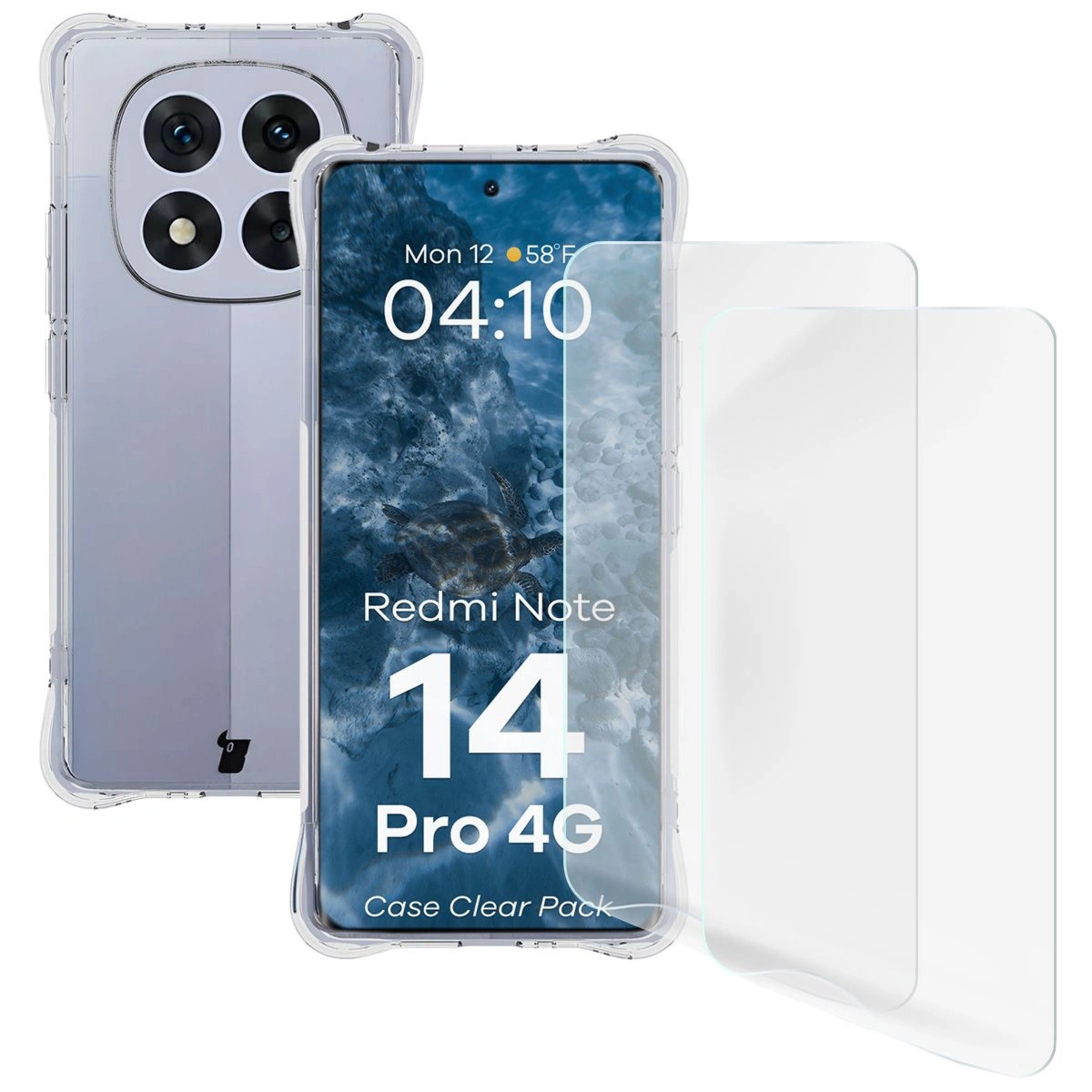 Elastyczne etui + 2x folia na ekran Bizon Case Clear Pack do Xiaomi Redmi Note 14 Pro 4G